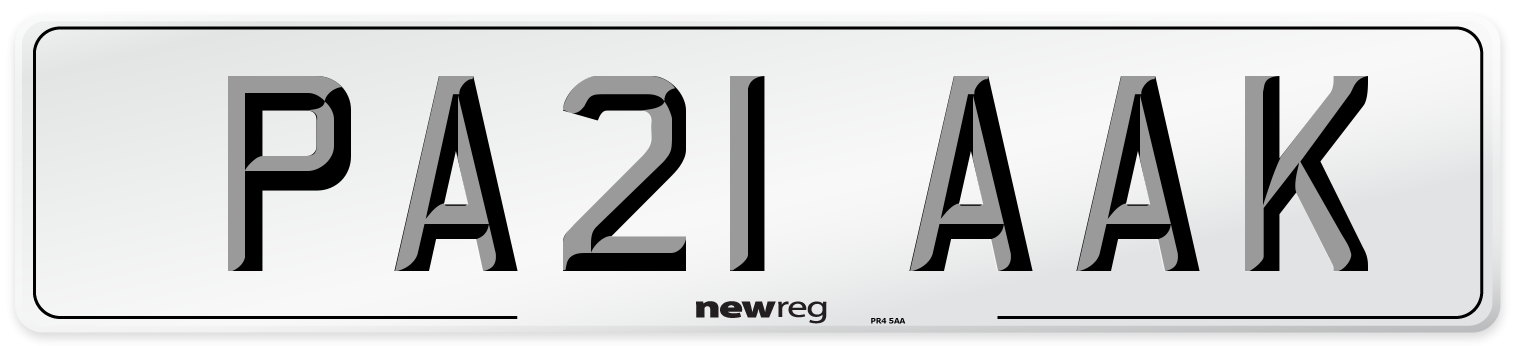 PA21 AAK Number Plate from New Reg